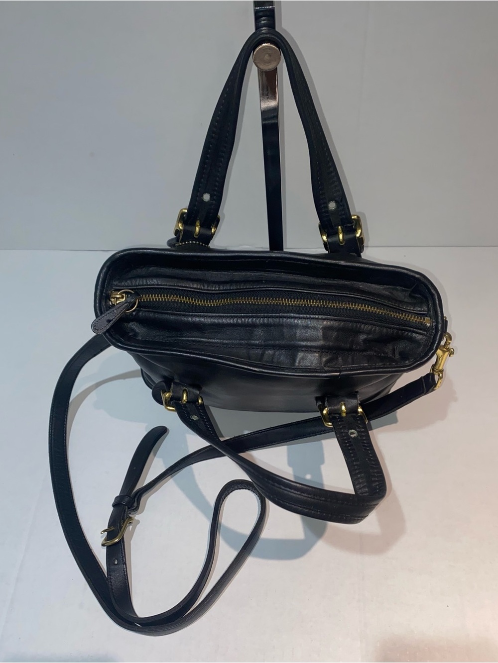 COACH 9063 Black Zip Closure Tote Shoulder Handbag Leather Vintage - Picture 3 of 15